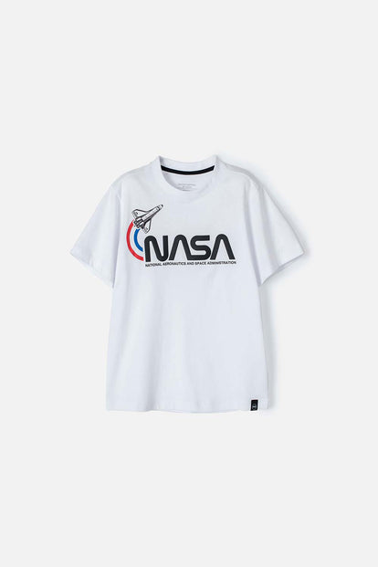 CAMISETA DE LA NASA BLANCA MANGA CORTA PARA NIÑO