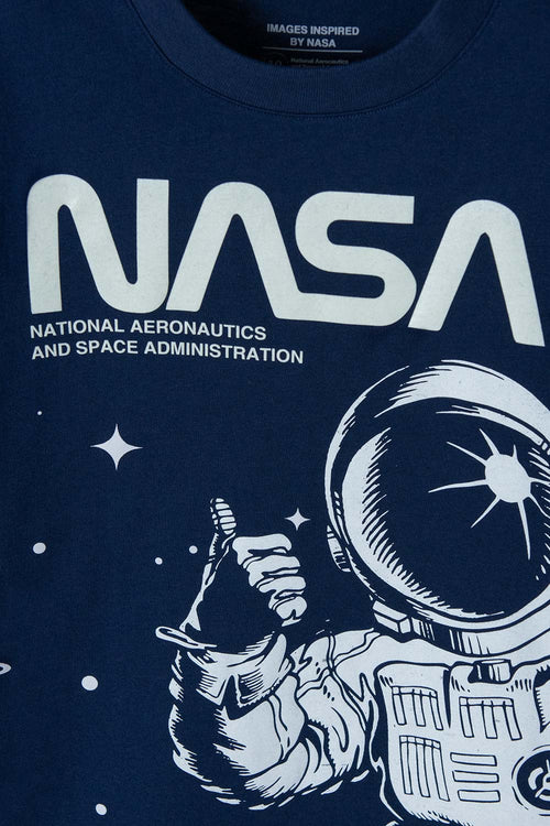 CAMISETA DE LA NASA AZUL OSCURO MANGA CORTA PARA NIÑO