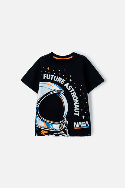 CAMISETA DE LA NASA NEGRA MANGA CORTA PARA NIÑO