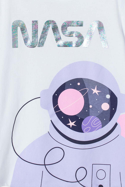 CAMISETA DE LA NASA BLANCA MANGA CORTA PARA NIÑA