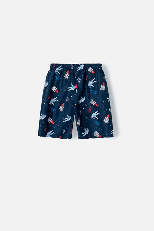PANTALONETA DE BAÑO DE LA NASA AZUL OSCURO ESTAMPADA PARA NIÑO