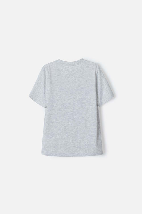 CAMISETA DE AMONG US MANGA CORTA GRIS JASPE PARA NIÑO