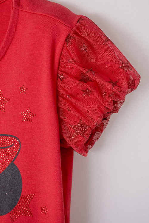 VESTIDO DE MINNIE MOUSE CON TULL ROJO PARA NIÑA