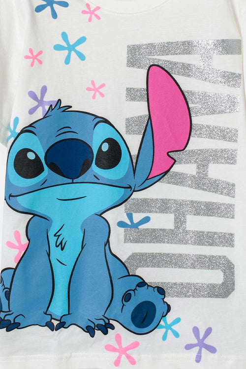 CAMISETA DE STITCH MARFIL DE MANGA CORTA PARA NIÑA