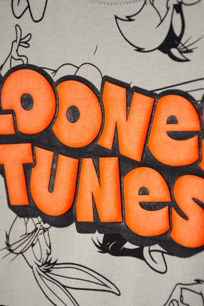 CAMISETA DE LOONEY TUNES MANGA CORTA VERDE OLIVA PARA NIÑO