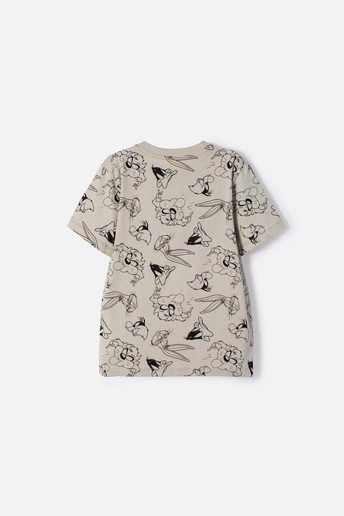 CAMISETA DE LOONEY TUNES MANGA CORTA VERDE OLIVA PARA NIÑO