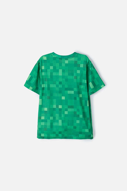 CAMISETA DE MINECRAFT VERDE ESTAMPADA PARA NIÑO