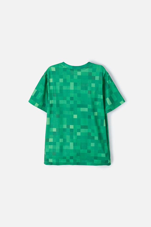 CAMISETA DE MINECRAFT VERDE ESTAMPADA PARA NIÑO