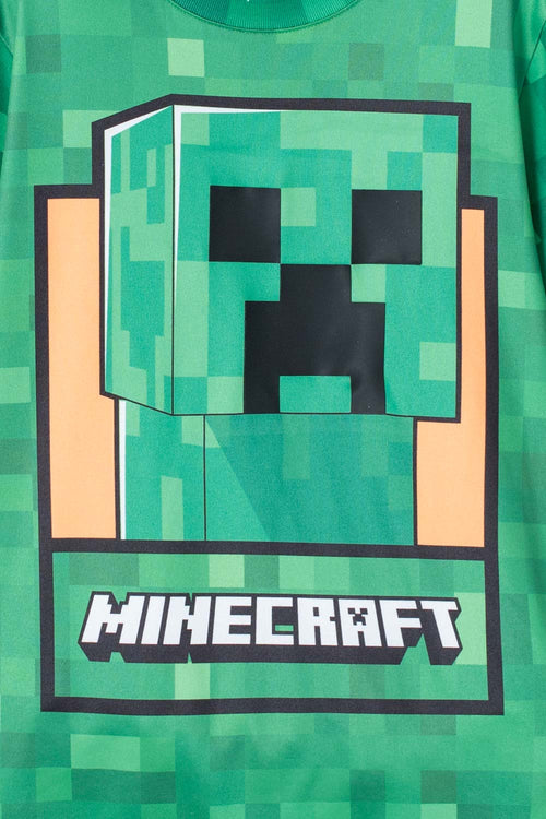 CAMISETA DE MINECRAFT VERDE ESTAMPADA PARA NIÑO