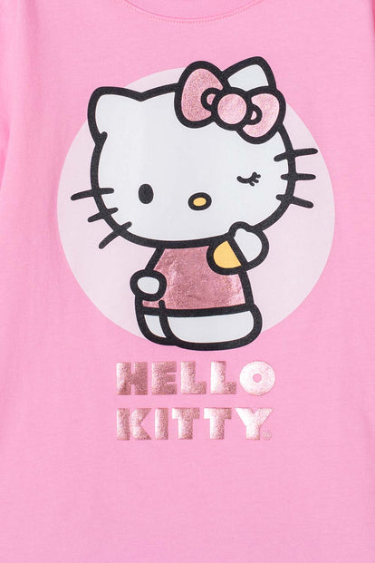 CAMISETA DE HELLO KITTY MANGA CORTA ROSADO PARA NIÑA