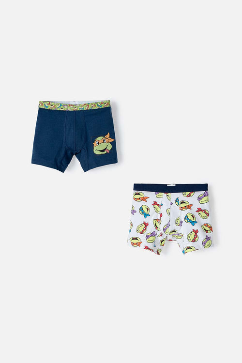 PACK X2 BOXER DE LAS TORTUGAS NINJA AZUL OSCURO Y BLANCO PARA NIÑO