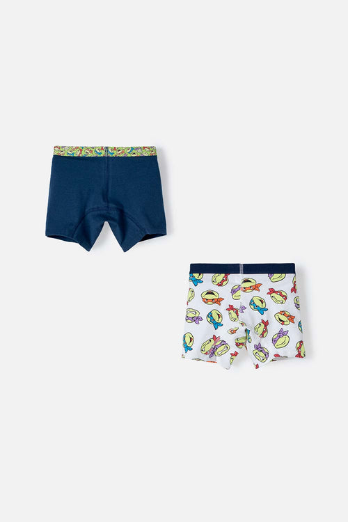 PACK X2 BOXER DE LAS TORTUGAS NINJA AZUL OSCURO Y BLANCO PARA NIÑO