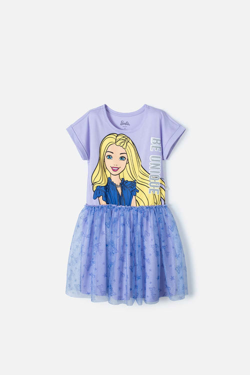 Card slide image -  VESTIDO DE BARBIE MANGA CORTA LILA PARA NIÑA