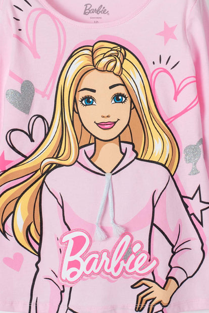 CAMISETA DE LA BARBIE MANGA LARGA ROSADO PARA NIÑA