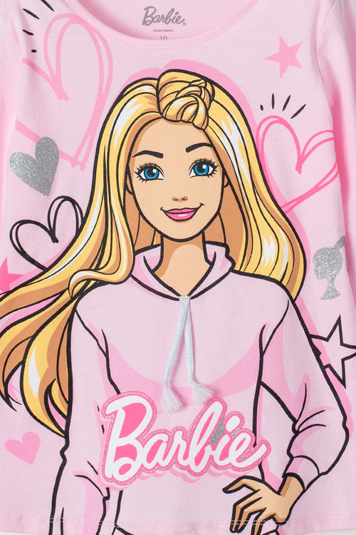 CAMISETA DE LA BARBIE MANGA LARGA ROSADO PARA NIÑA