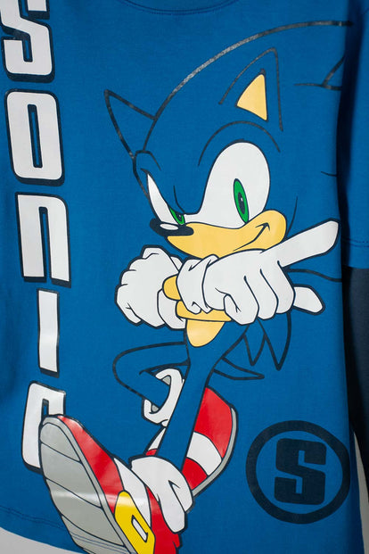 CAMISETA MODERN SONIC MANGA LARGA AZUL PARA NIÑO