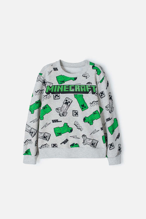 BUZO DE MINECRAFT CERRADO GRIS PARA NIÑO