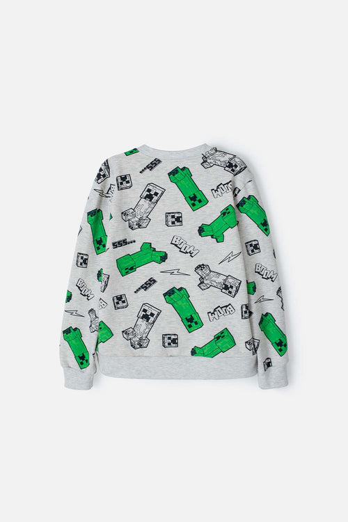 BUZO DE MINECRAFT CERRADO GRIS PARA NIÑO