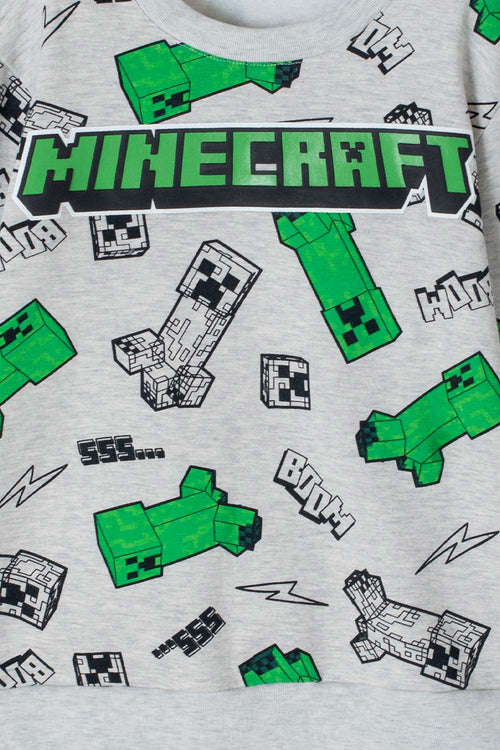 BUZO DE MINECRAFT CERRADO GRIS PARA NIÑO