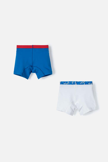 PACK X2 BOXER SONIC AZUL Y BLANCO PARA NIÑO