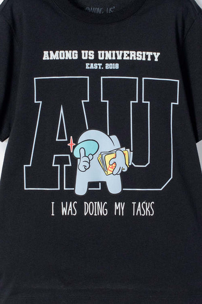 CAMISETA DE AMONG US NEGRO PARA TEENS NIÑO