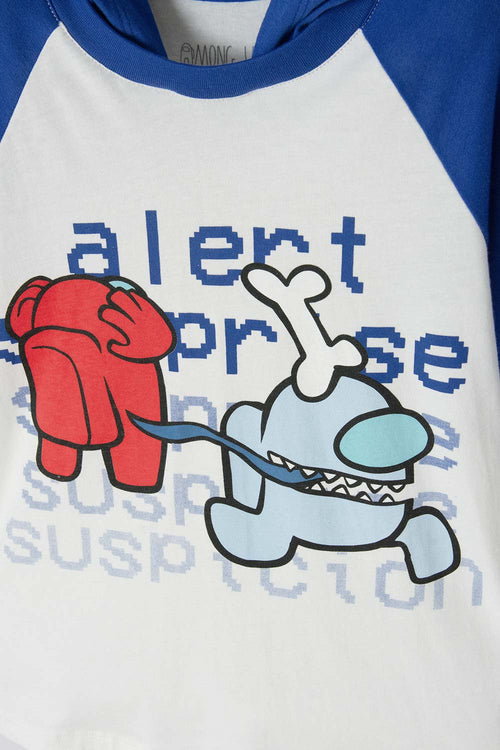 Card slide image -  CAMISETA AMONG US MANGA CORTA MARFIL Y AZUL PARA TEENS NIÑO