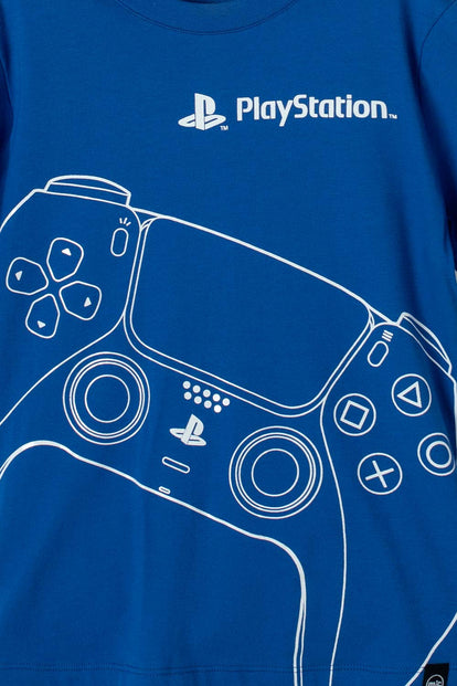 CAMISETA PLAYSTATION MANGA CORTA AZUL PARA NIÑO