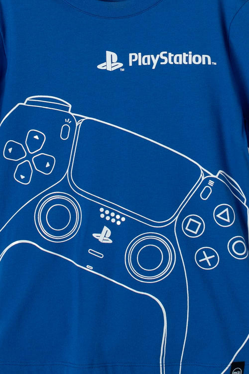 CAMISETA PLAYSTATION MANGA CORTA AZUL PARA NIÑO
