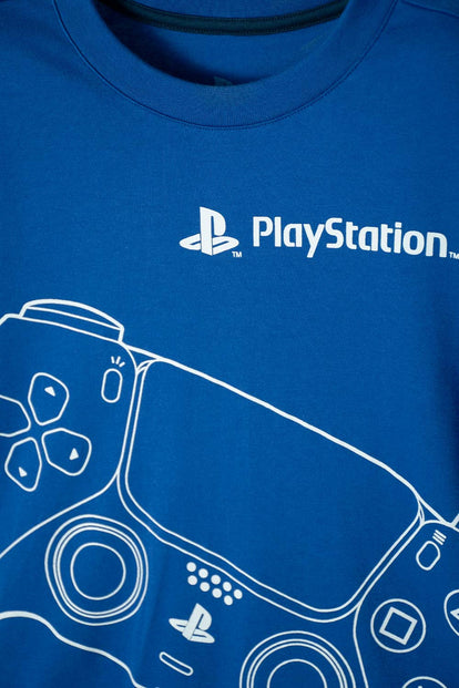 CAMISETA PLAYSTATION MANGA CORTA AZUL PARA NIÑO