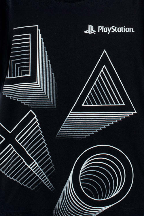 CAMISETA PLAYSTATION MANGA CORTA NEGRA PARA NIÑO