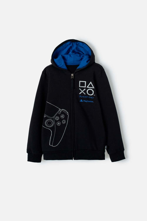BUZO DE PLAY STATION CON CIERRE NEGRO PARA NIÑO
