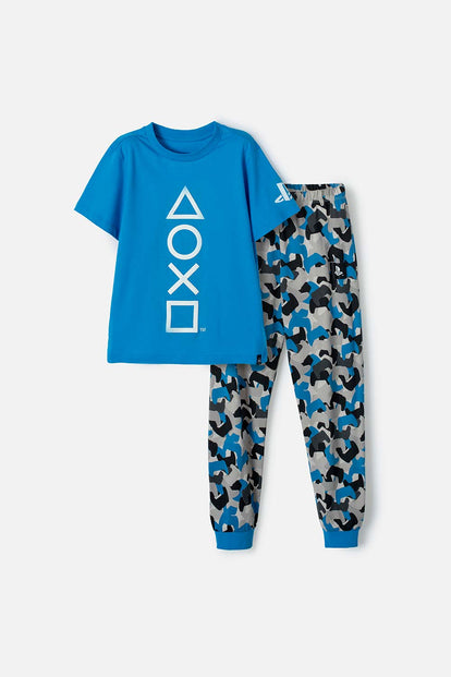 PIJAMA DE PLAY STATION DE PANTALÓN LARGO AZUL PARA NIÑO