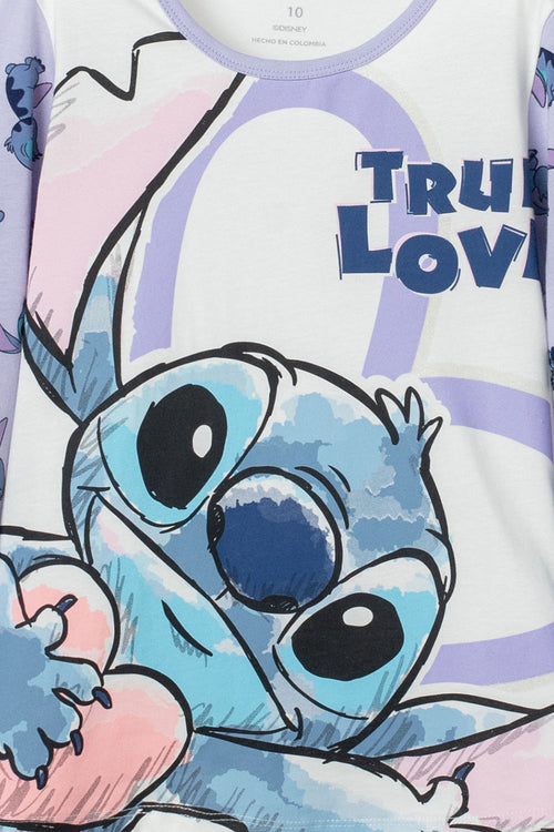 PIJAMA DE STICH CON PANTALÓN MULTICOLOR PARA NIÑA