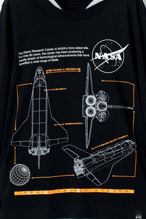 CAMISETA DE LA NASA MANGA LARGA NEGRO Y GRIS PARA NIÑO