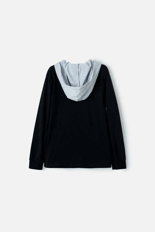 CAMISETA DE LA NASA MANGA LARGA NEGRO Y GRIS PARA NIÑO