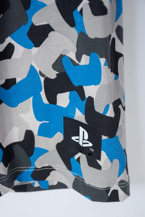 PIJAMA DE PLAYSTATION CON PANTALÓN CORTO AZUL PARA NIÑO