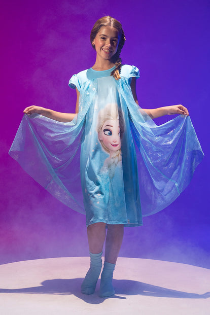 PIJAMA TIPO BATOLA DE FROZEN AZUL PARA NIÑA