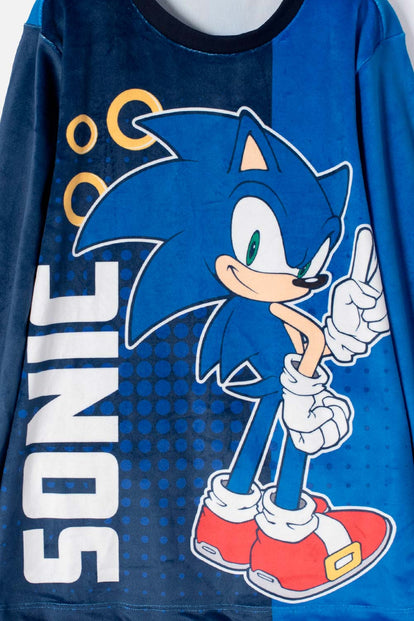 PIJAMA DE SONIC CON PANTALÓN LARGO AZUL PARA NIÑA