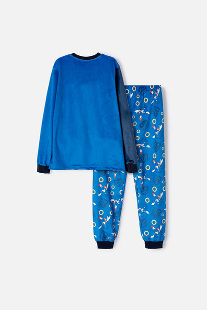 PIJAMA DE SONIC CON PANTALÓN LARGO AZUL PARA NIÑA