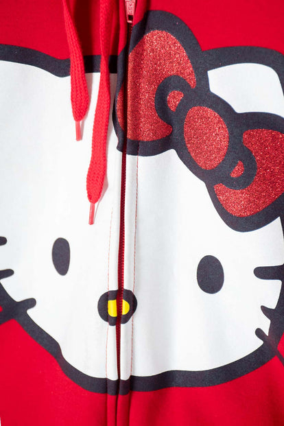 BUZO DE HELLO KITTY ROJO Y AZUL CON CAPUCHA/ABIERTO PARA NIÑA