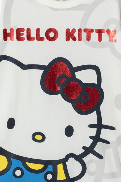 CAMISETA DE HELLO KITTY MARFIL MANGA CORTA PARA NIÑA