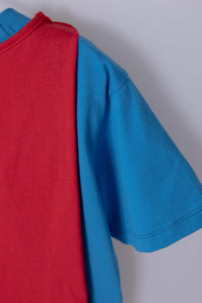 CAMISETA DE SUPERMAN ROJA Y AZUL CON MANUALIDAD 3D PARA NIÑO