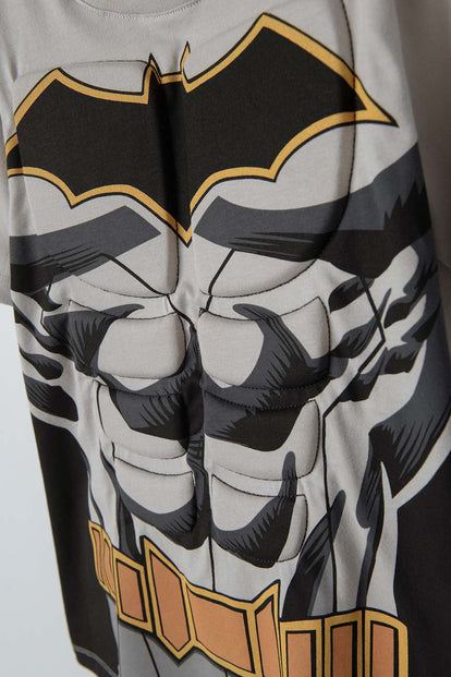 CAMISETA DE BATMAN MANGA CORTA GRIS PARA NIÑO