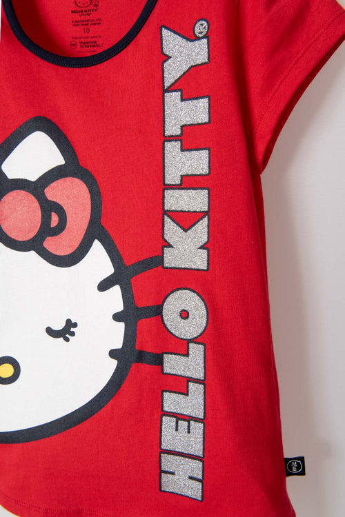 PIJAMA DE HELLO KITTY ROJA Y AZUL DE PANTALÓN LARGO PARA NIÑA