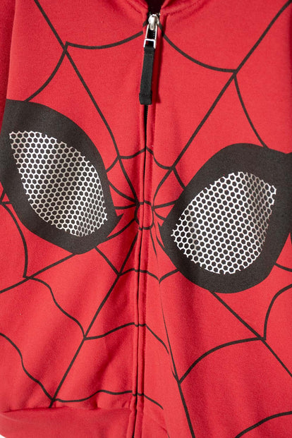 BUZO DE SPIDERMAN CERRADO ROJO Y NEGRO PARA NIÑO