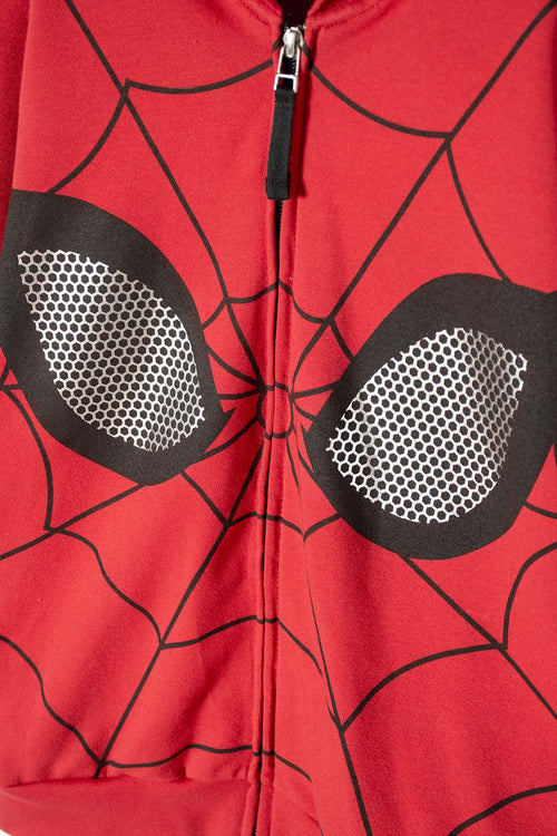 BUZO DE SPIDERMAN CERRADO ROJO Y NEGRO PARA NIÑO