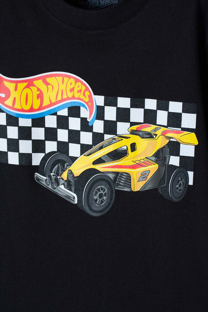 CAMISETA DE HOTWHEELS MANGA CORTA NEGRA PARA NIÑO