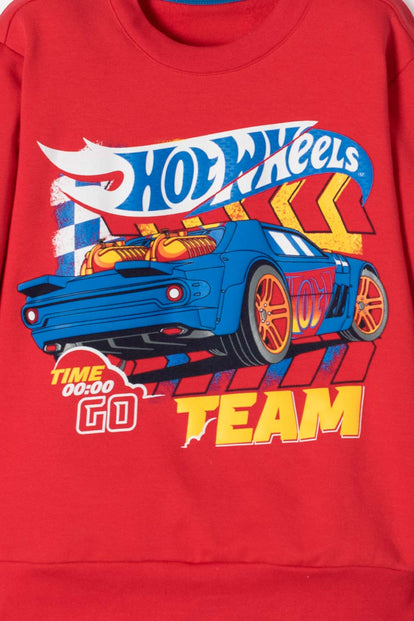 BUZO DE HOT WHEELS CERRADO ROJO PARA NIÑO