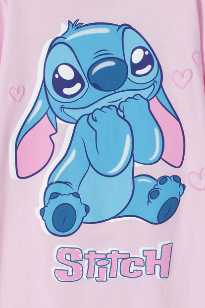 PIJAMA DE STITCH TIPO BATOLA ROSADO PARA NIÑA