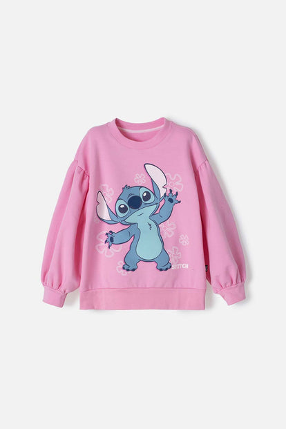 BUZO DE STITCH ROSADO CERRADO PARA NIÑA